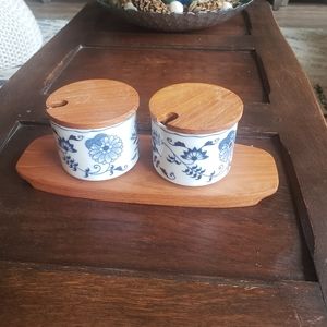 Blue Danube Jelly Jam Jars on Wooden Board